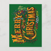 Vintage Style Merry Christmas Holiday Greeting  Feestdagenkaart (Voorkant)