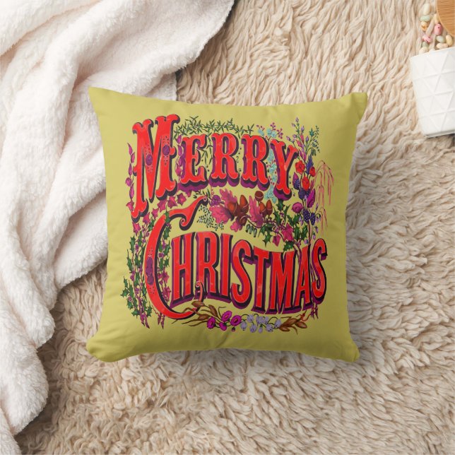 Vintage Style Merry Christmas Holiday Greeting  Kussen (Deken)