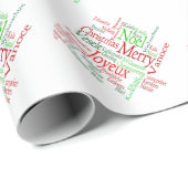 Vintage Style Merry Christmas Translation Word Cadeaupapier (Rol Hoek)