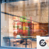 Vintage Style Merry Christmas Translation Word Raamsticker (Cafe Raam)