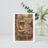 Vintage-Style Mouse Reading a Book Briefkaart (Staand voorkant)