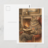 Vintage-Style Mouse Reading a Book Briefkaart (Voorkant / Achterkant)