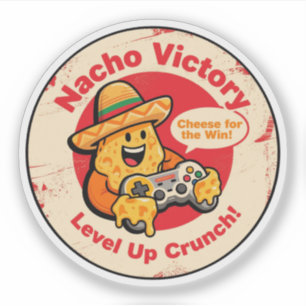 Vintage Style Nacho Chip met Sombrero & Controller Sticker