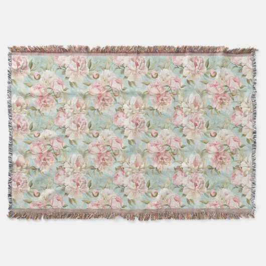 Vintage style neutral floral pattern deken (Voorkant)
