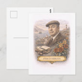 Vintage-Style Pablo Neruda Schrijver Postkaart (Voorkant / Achterkant)