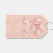 Vintage Style Peach Bows Personalized Gift Tag Cadeaulabel (Voorkant (Horizontaal))
