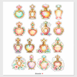 Vintage Style Perfume Bottles Sheet of Stickers