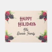 Vintage Style Pine Cone & Berries Christmas Deurmat (Voorkant)