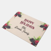 Vintage Style Pine Cone & Berries Christmas Deurmat (Schuin)