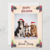 Vintage Style Pine Cone & Berries Christmas Photo  Feestdagenkaart (Voorkant)