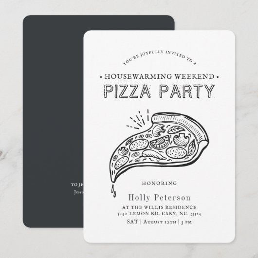 Vintage Style Pizza Feest | Inwoning Uitnodiging (Voorkant / Achterkant)
