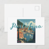 Vintage Style Portofino Genova Italy Briefkaart (Voorkant / Achterkant)