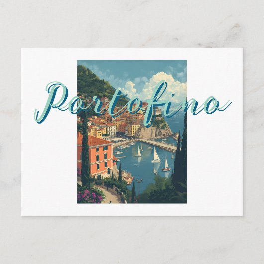Vintage Style Portofino Genova Italy Briefkaart (Voorkant)