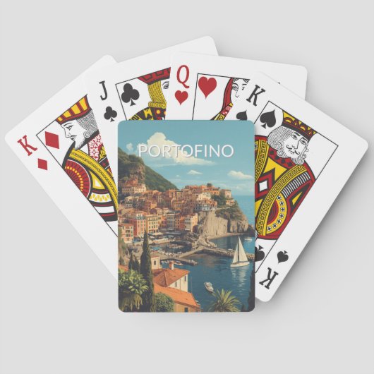 Vintage Style Portofino Genova Italy Pokerkaarten (Achterkant)
