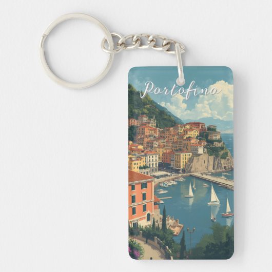 Vintage Style Portofino Genova Italy Sleutelhanger (Voorkant)