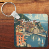 Vintage Style Portofino Genova Italy Sleutelhanger (Voorkant)