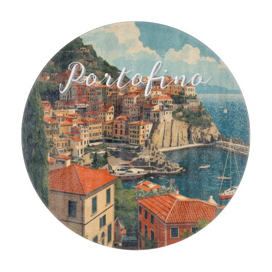 Vintage Style Portofino Genova Italy Snijplank (Voorkant)