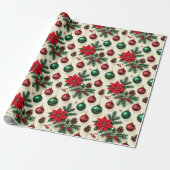 Vintage Style Retro Holiday Gift Wrap Cadeaupapier (Uitgerold)
