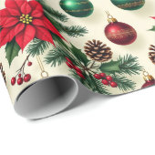 Vintage Style Retro Holiday Gift Wrap Cadeaupapier (Rol Hoek)