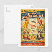 Vintage-Style Roller Skates Advertisement Briefkaart (Voorkant / Achterkant)