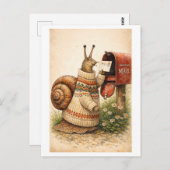 Vintage-Style Snail Mailing Postcard Briefkaart (Voorkant / Achterkant)