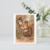 Vintage-Style Squirrel as Mailman Illustration Briefkaart (Staand voorkant)