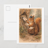 Vintage-Style Squirrel as Mailman Illustration Briefkaart (Voorkant / Achterkant)