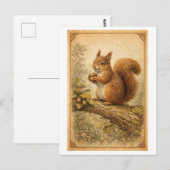Vintage-Style Squirrel Illustration Briefkaart (Voorkant / Achterkant)