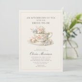 Vintage Style Tea Party Bridal Shower Kaart (Staand voorkant)