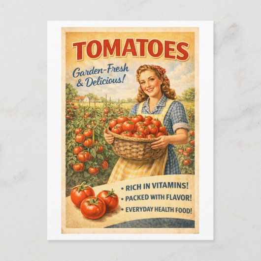 Vintage-Style Tomato Advertisement Briefkaart (Voorkant)