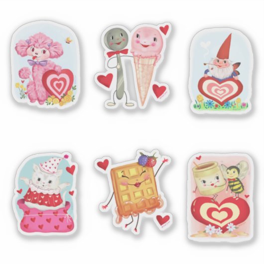 Vintage Style Valentines Sticker Sheet (Voorkant)