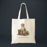Vintage Style Watercolor Hunting Hound Dog Cotton Tote Bag<br><div class="desc">This vintage style hunting dog design features a classic hound ready for a day in the woods. This design is in rustic watercolor shades of creams and browns. Personalize this cotton tote bag with your choice of name or special text.</div>