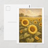 Vintage-Style Zonnebloemveld Briefkaart (Voorkant / Achterkant)