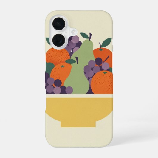 Vintage Stylized Fruit Basket iPhone 16 Hoesje (Achterkant)