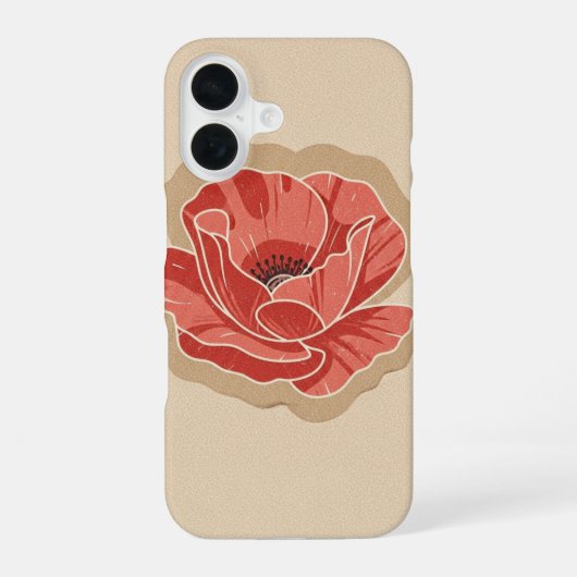 Vintage Stylized Poppy iPhone 16 Hoesje (Achterkant)