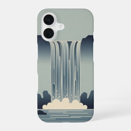 Vintage Stylized Waterfall iPhone 16 Hoesje (Achterkant)