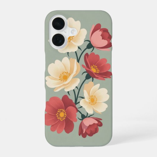 Vintage Stylized Wild Roses iPhone 16 Hoesje (Achterkant)