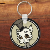 VINTAGE STYLKITTY CAT ROUND SLEUTELHANGER (Voorkant)