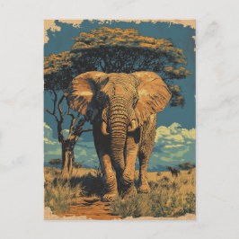 Vintage Südafrika Elefant In Der Savanne  Briefkaart