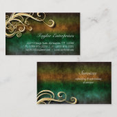 Vintage Suede Gold Swirl Visitekaartje (Voorkant / Achterkant)