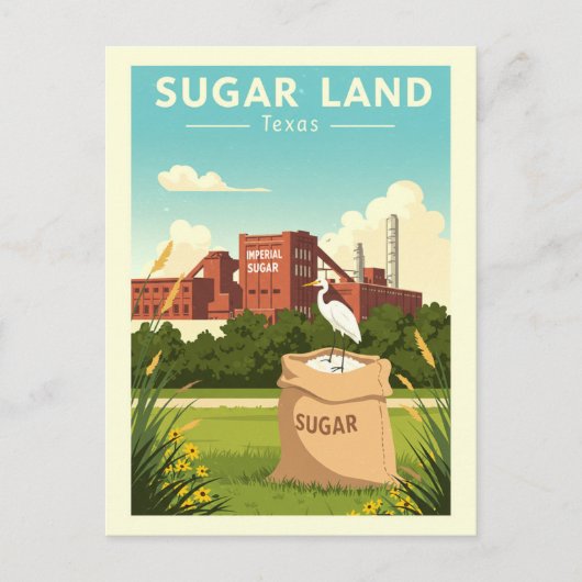 Vintage Sugar Land Texas Briefkaart (Voorkant)