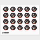 Vintage Suiker Schedels Rode Rozen Ronde Sticker (Vel)