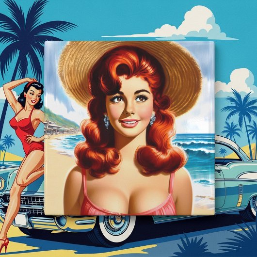 Vintage Summer Pin-up Tegeltje
