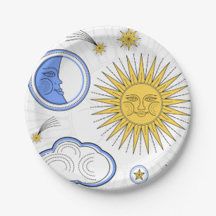 Vintage Sun en Moon Papieren Bordje