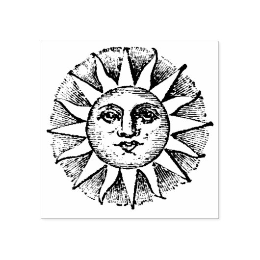Vintage Sun Face Rubber Stamp Rubberstempel (Afrduk)