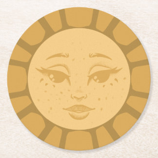 Vintage Sun Wedding Coaster Ronde Kartonnen Onderzetter