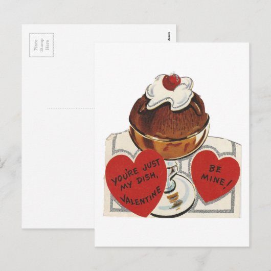 Vintage Sundae Valentijn Feestdagenkaart (Voorkant / Achterkant)