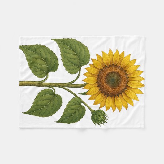 Vintage Sunflower Fleece Deken (Voorkant (Horizontaal))