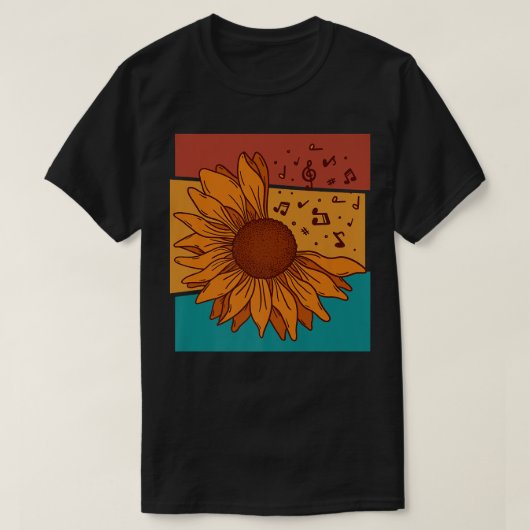 Vintage Sunflower Music Notes3240 T-shirt (Design voorkant)