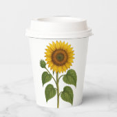 Vintage Sunflower paper cups with lid Papieren Bekers (Achterkant)